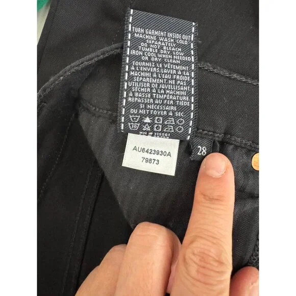 7 For All‎ Mankind B(Air) Ali flare split hem jeans black sz 28